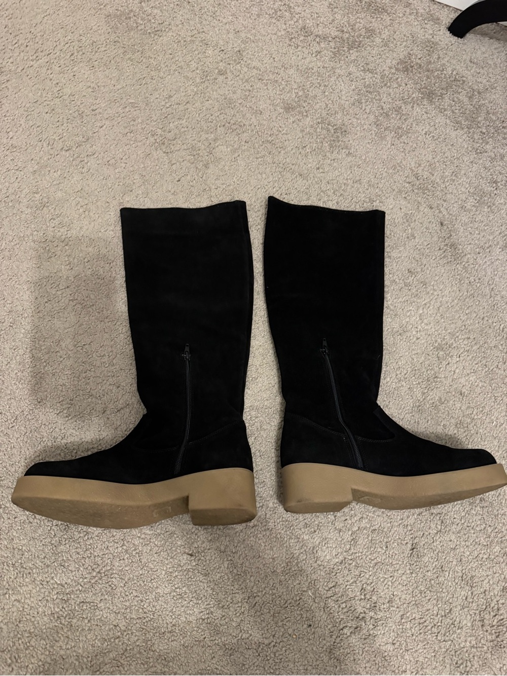 FREE PEOPLE Phoenix Tall Slouch Suede Boots Black, Size 7.5/37 1/2 - Picture 2 of 9